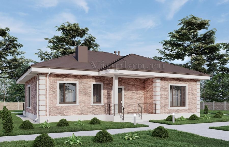 Одноэтажный дом с террасой и тремя спальнями