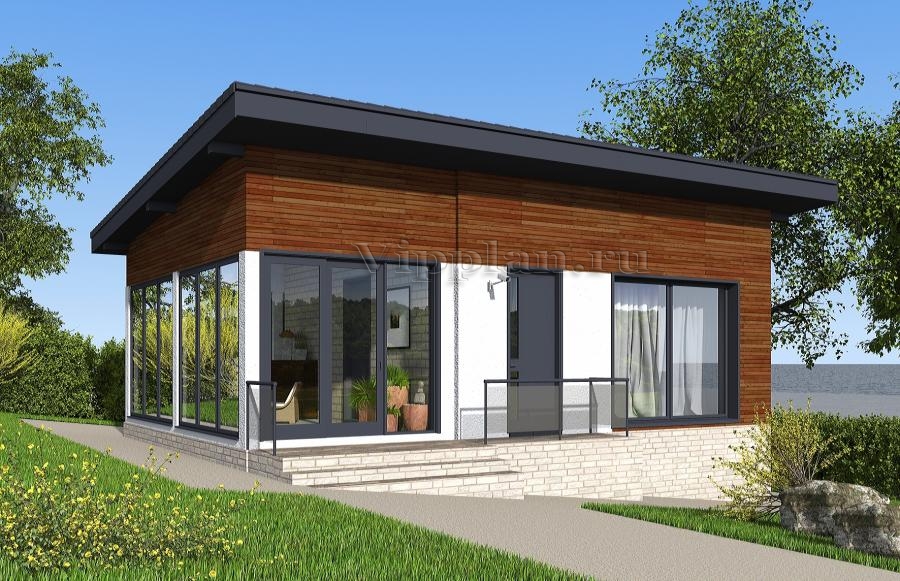 Баня с верандой и панорамным остеклением